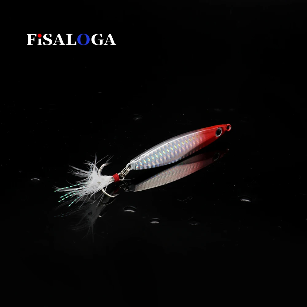 Metal Jig Pilker Lures 30g 40g Lead Baits Casting Shore Fishing Slow Jigging FiSALOGA Tuna Trout Bar Lure Gift 2 VMC Treble Hook - Цвет: Color G