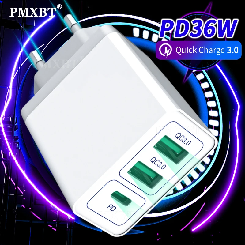 PMXBT 36W быстрое зарядное устройство QC 3 0 PD для Samsung Xiaomi Мобильный телефон Быстрая