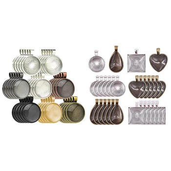 

40 Piece Pendant Trays.8 Different Colors with A Round Bezel Setting & 48-Pieces 4 Styles Pendant Trays