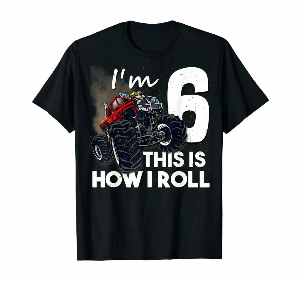 6th Birthday T Shirt Boy Monster Truck 6 Years Old Gift TShirt |