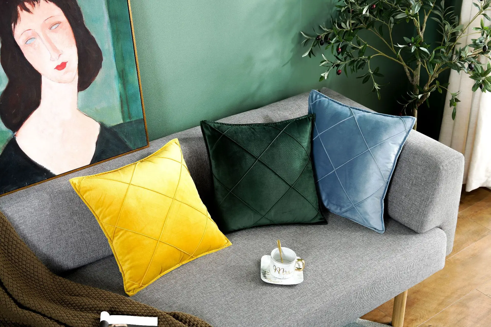 Роскошные модные зеленые желтые синие серые бархатные геометрические наволочки для подушек, наволочки, Декоративные диванные подушки для дома