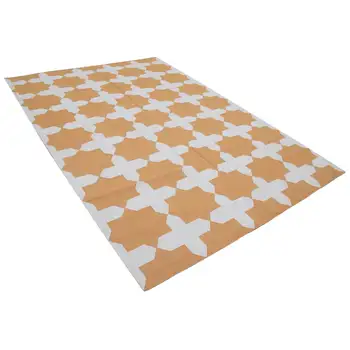 

188x271 Cm Yellow Handmade Dhurrie Rug-6x9 Ft