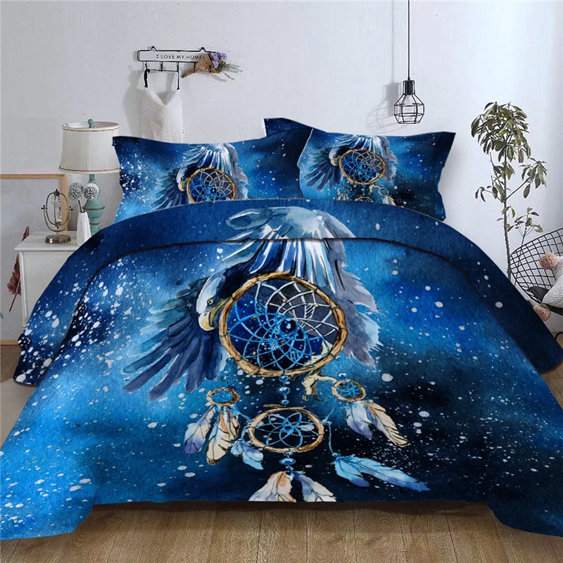 

3D Printed Duvet Cover Set Dreamcatcher Eagle Feather Queen King Bedding Set Twin Single Double Size Bed Linens Adult Bedclothes