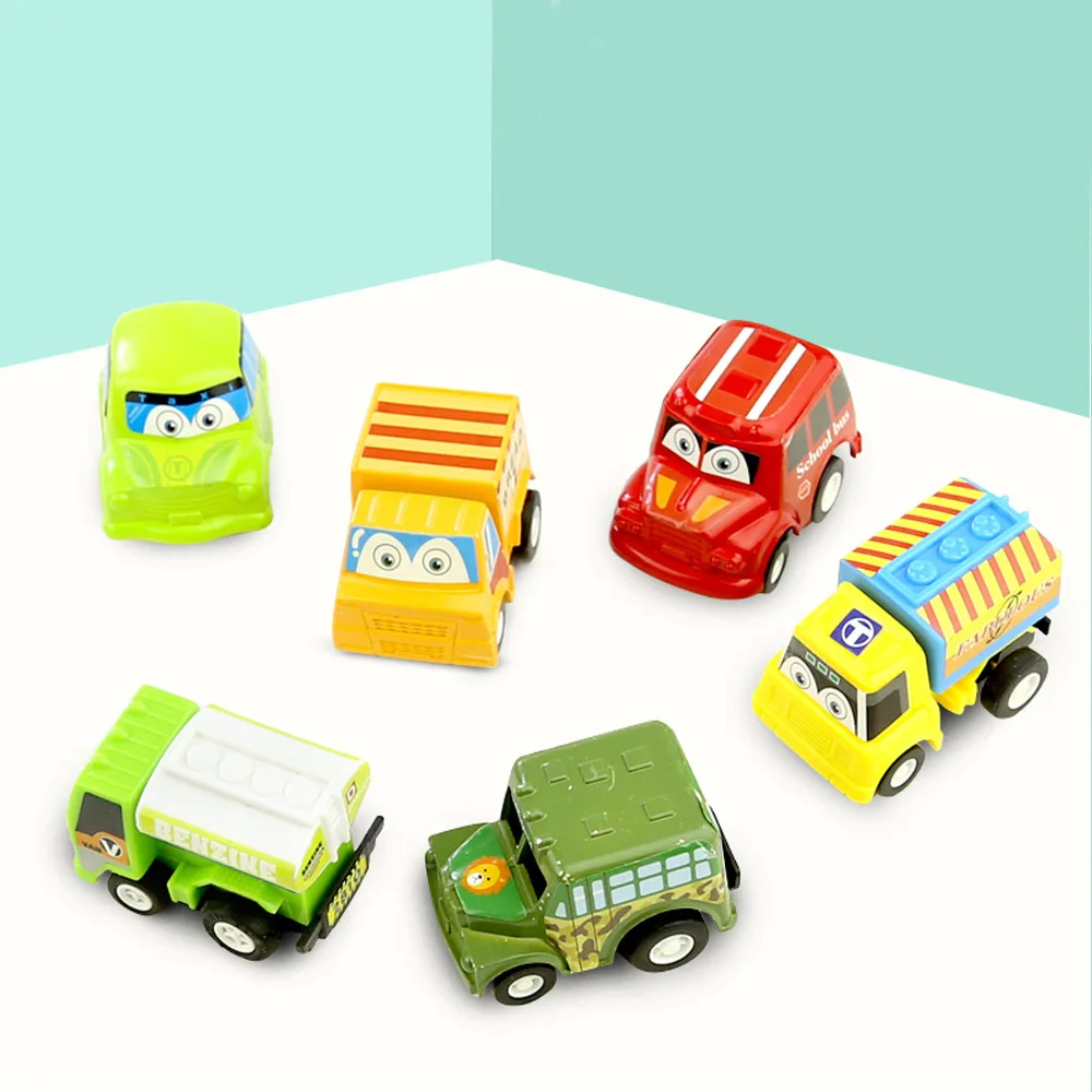 Выдвижной Автомобиль, 6 упаковок, мини-пластиковый автомобиль, набор, вытягивающий автомобиль, игрушки для мальчиков, Детские вечерние сувениры, Набор детских игрушек