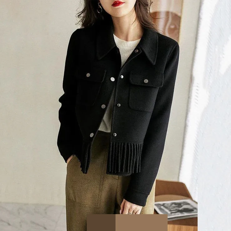 Осень 2021, новое модное свободное двухстороннее шерстяное пальто в простом стиле, женская зимняя куртка, женские пальто и куртки