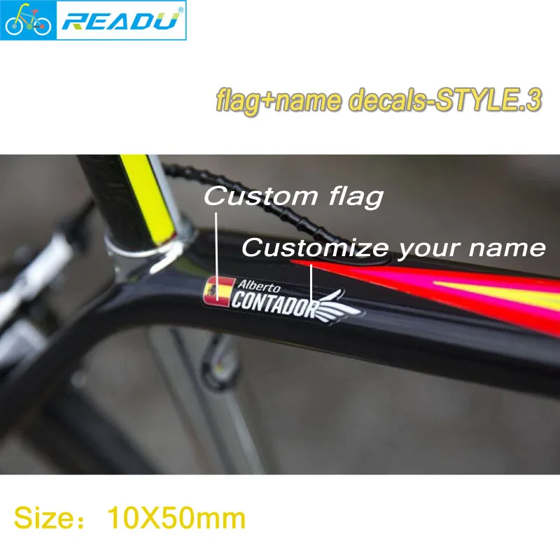 Bicycle flag name stickers custom mountain bike road bike frame name stickers custom rider id style 3