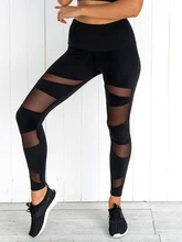 

Fitness Bandage Mesh Leggings Sexy Workout Leggins Women Push Up Jeggings Black High Stretchy Polyester Elastic Waist Gym Pants