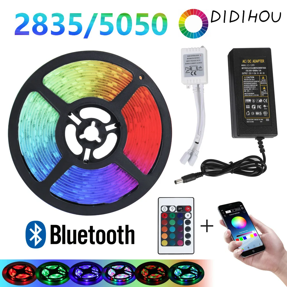 

5050 LED Strip Light 20M-5M Bluetooth RGB 2835 SMD Flexible Ribbon led light strip RGB Tape Diode DC 12V Music Bluetooth Control