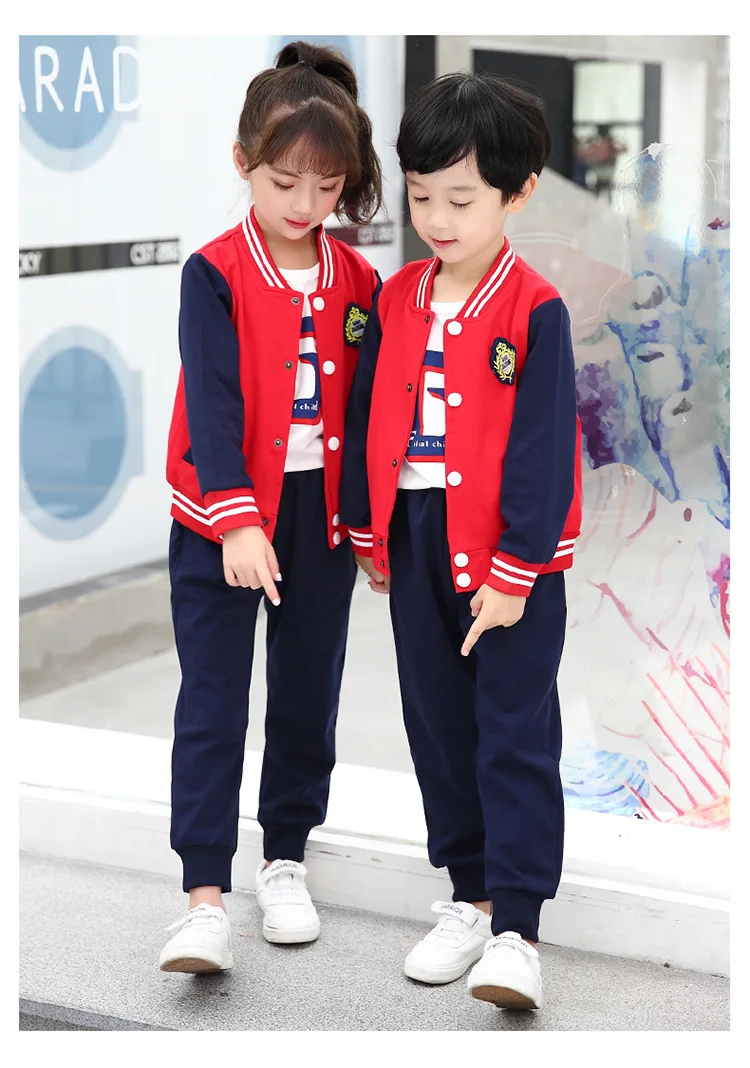Young STUDENT'S School Uniform Autumn And Winter New Style Cotton Baseball Sports Clothing Kindergarten Suit Spring And Aut