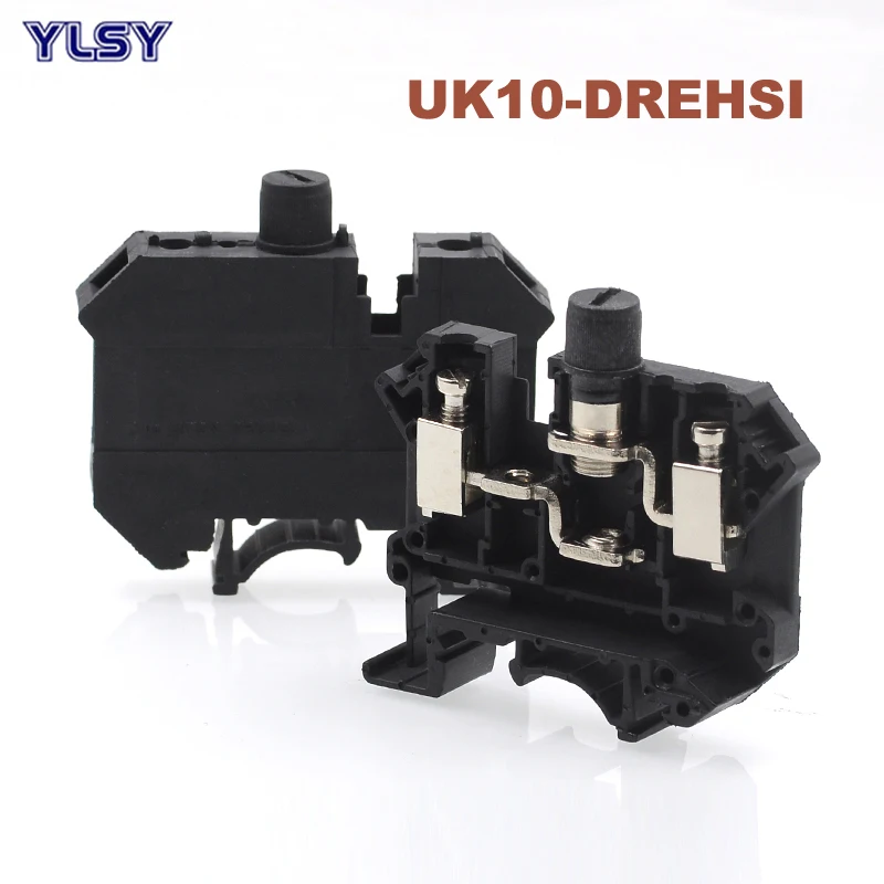 

1Pcs Din Rail Screw Clamp Fuse Terminal Blocks UK10-DREHSI Morsettiera Electrical Wire Cable Connector Terminals Seat 800V 6.3A
