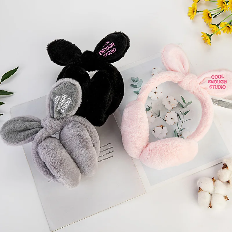 Fashion Girl's Fur Winter Ear Warmer Earmuffs Nowknot Rabbit Ear Muffs Comfortable Foldable Letter Outdoor Headband Gift