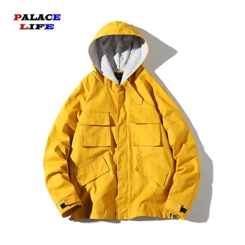 

2020 New Print Letter Streetwear Jackets Men Pockets Pullover Jacket Hip Hop Fashion Tracksuit Casual Coat chaqueta hombre