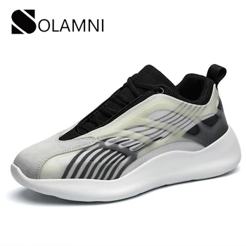 

New Fashion Sneakers Men Hip Hop Streatwear Shoes Breathable Mesh Sneakers Man Reflective Night Light Running Trainers Flat Shoe