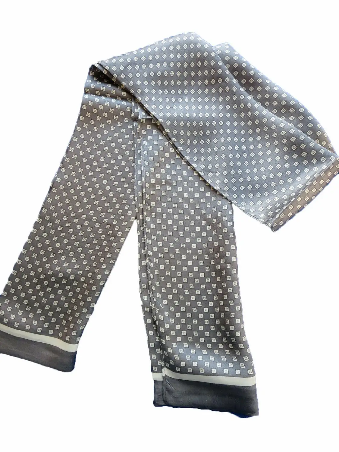 Мужской шелк тутового шелкопряда длинный шарф двойной слой шелковистый шейный платок квадратный дизайн серый красный