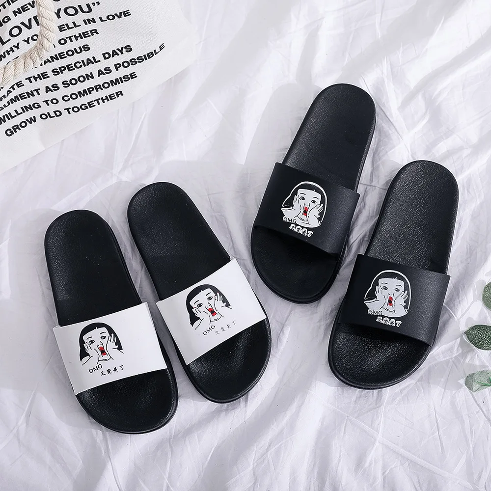 

Slipper Women's Summer Students Cute Cool Casual Outer Wear Thick Bottomed Anti-slip Home Slippers to Map