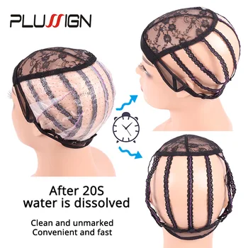1Pcs/Lot 2Pcs/Lot Dissolve Wig Cap With Adjustable Strap S M L Dome Caps Plastic Hair Nets Plussign Wig Making Base Mesh Wig Cap