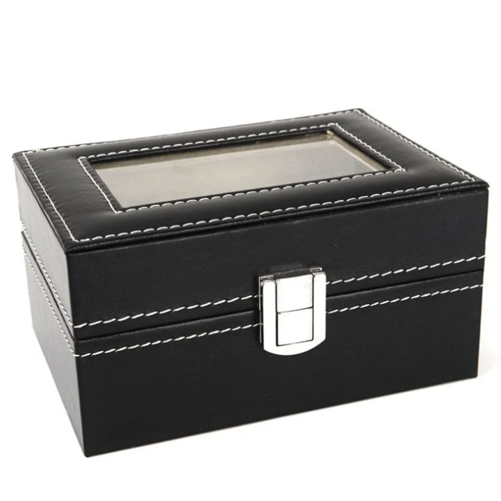 Jewelry box jewelry box family portrait watch box can be seen three-dimensional watch display box storage leather watc 701#30