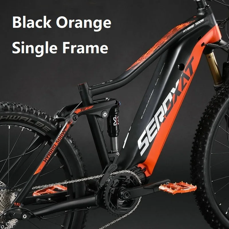 Black Orange frame SEROXAT рама для горного велосипеда E-BIKE 29ER рама для мотора велосипеда из алюминиевого сплава подвесная рама электрическая рама для MTB AM DH - Цвет: Black Orange frame