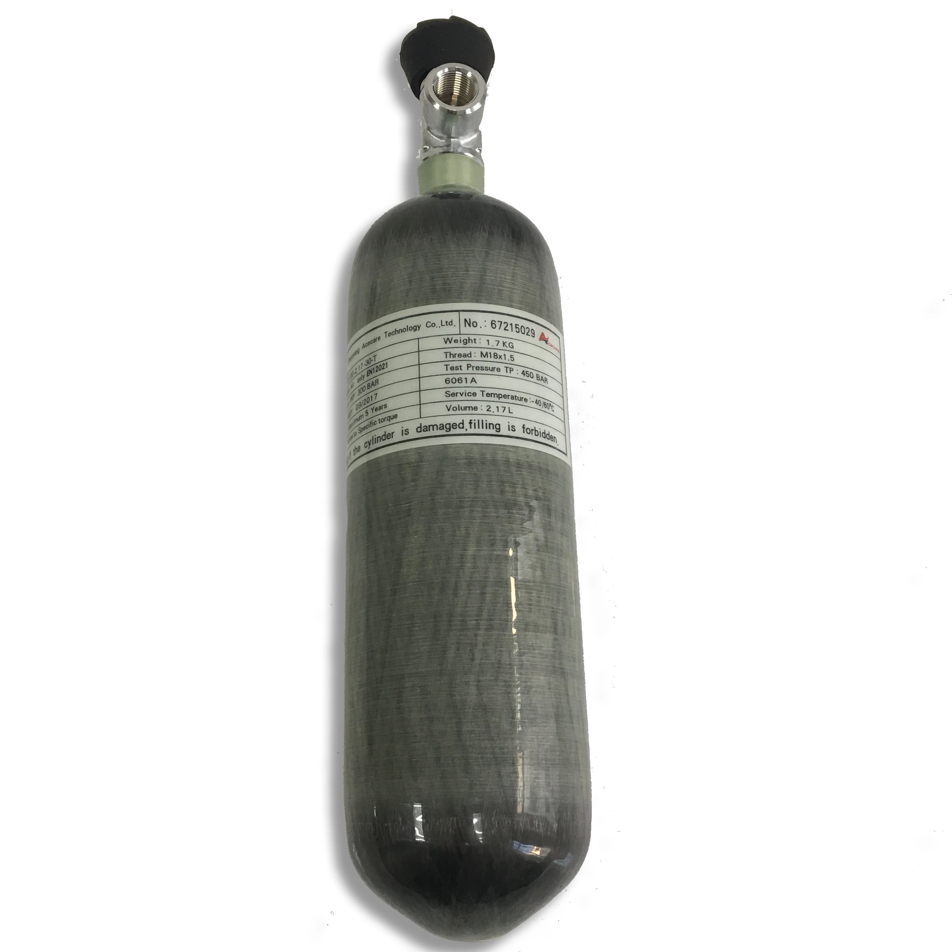 AC52011 Mini Paintball Air Gun Target Shooting 2.17L Carbon Tank Pcp Air Tank Ce 4500Psi Compressed Air Pcp Cylinder/Bottle