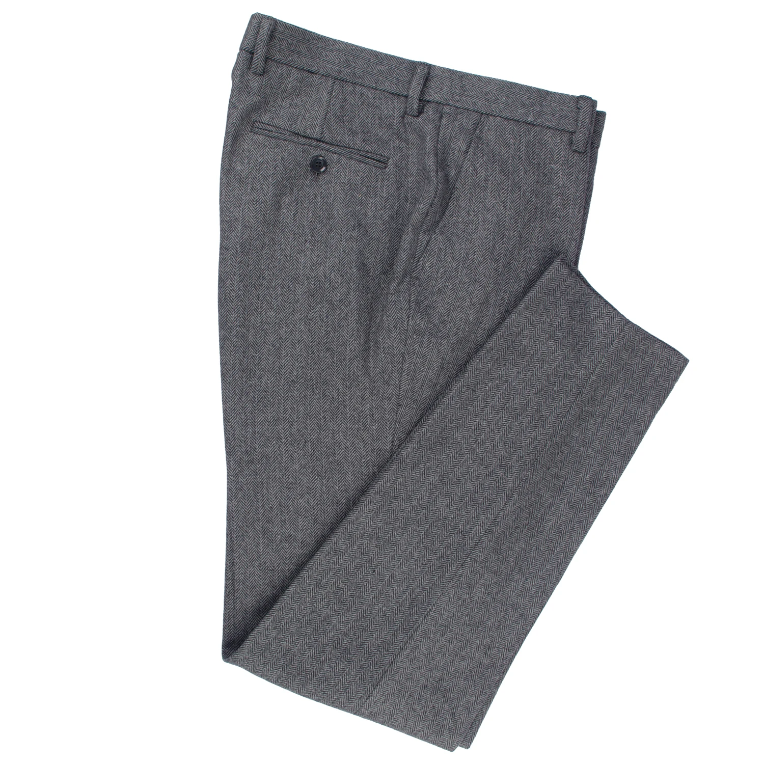 2022 Heavy Warm Wool Blend Pants Tailor Made Pants Dark Grey Herringbone Men Slim Fit Business Dress Pants Heavy Winter Pants 2