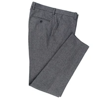 2022 Heavy Warm Wool Blend Pants Tailor Made Pants Dark Grey Herringbone Men Slim Fit Business Dress Pants Heavy Winter Pants 2