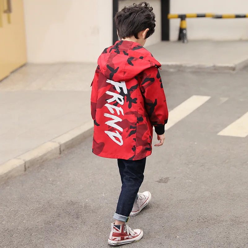 

Middle And Large Boys' Clothes Camouflage Coat Autumn Clothing 2019 Autumn Trench Coat Mid-length Fashion Clothing Children Spri
