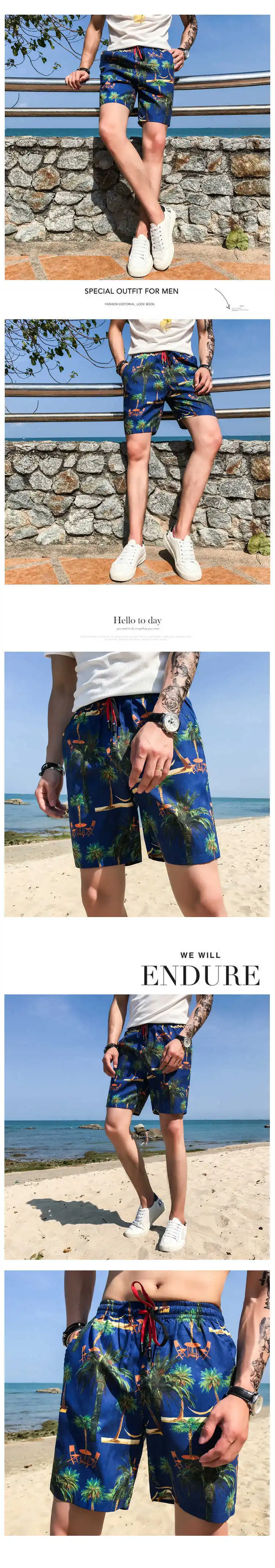 Zomer Man Vrije Tijd Bloem шорты Zandstrand Broek zelfontpluiing Fivepence Broek Heren шорты Korte Masculino