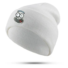 Вязаная Шапка-бини с мультяшной вышивкой Рик Морти, хлопок, мягкие гибкие бини rick для мужчин и женщин, шапка в стиле хип-хоп для зимы