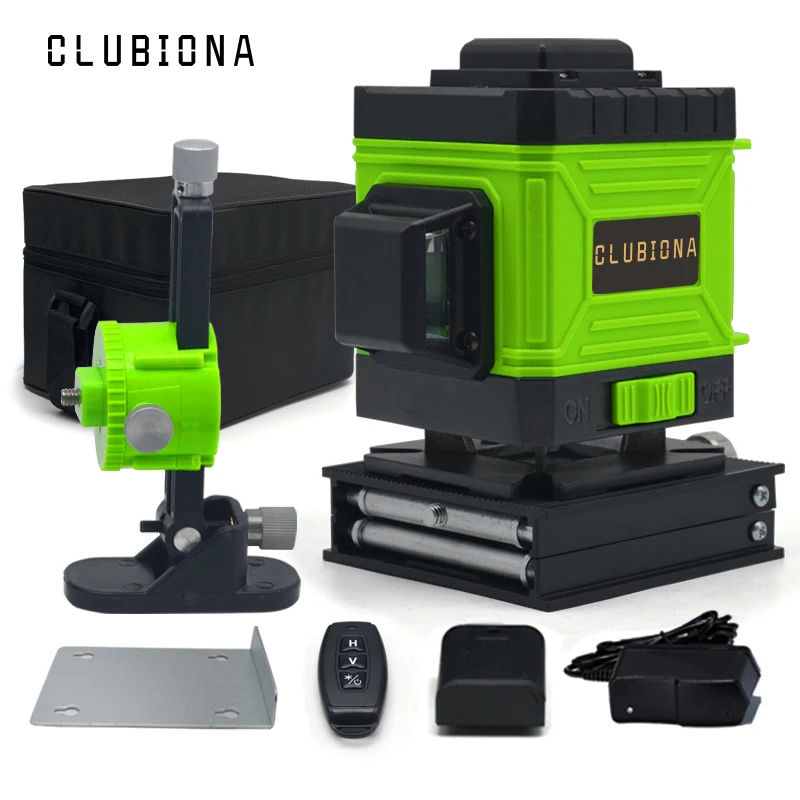 Clubiona IE12A экономичный пол и стена зеленые линии пульт дистанционного управления 3D лазерный уровень с литий-ионной батареей - Цвет: IE12A