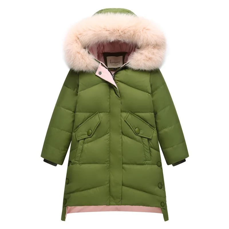 Girls Winter Down Jacket Korean Fashion Kids Thicken Hooded Long Outerwear Coat For School Girl 5 7 9 11 13 15 Years Parkas