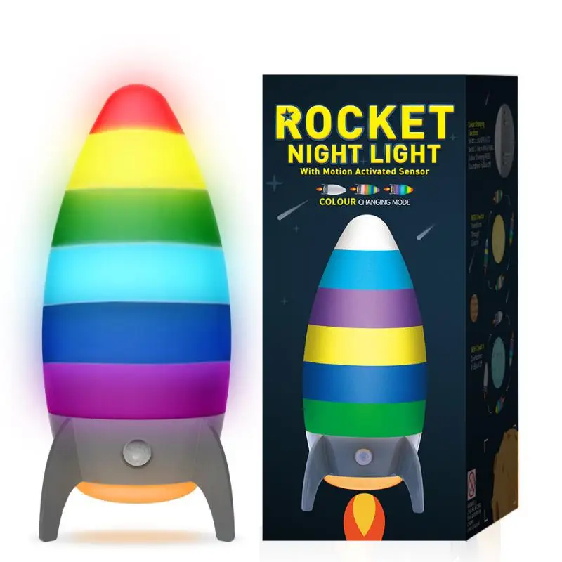 Rocket Shape Color Desk Lamp USB Rechargeable Induction Feeding Milk Child Sleep LED Night Light Table Book | Освещение