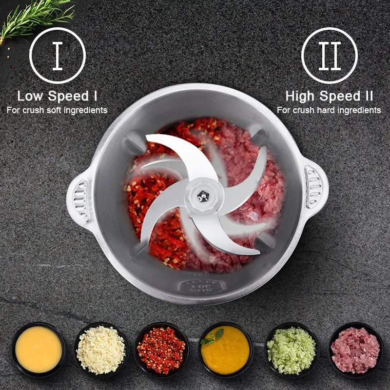2 Speed 500w Stainless Steel Meat Grinder Chopper Electric Automatic Mincing Machine Household Grinder Food Processor