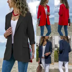 Новый элегантный модный Женский Повседневный тонкий пиджак в деловом стиле приталенный жакет пиджак верхняя одежда