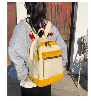 

Summer simple contrast color stitching Girls backpack student backpack small backpack