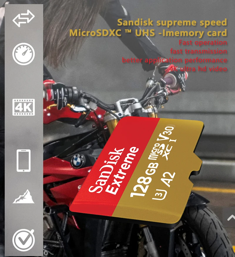 Двойной Флеш-накопитель SanDisk Extreme Pro слот для карт памяти 64g Micro sd карта 128 ГБ до 160 МБ/с. скорость чтения Class10, V30, U3, A2
