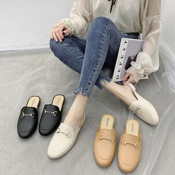 

Wholesale New Style Closed-toe Slipper Shoes Comfortable Casual Breathable Loafers Solid Color Soft Liner Slipper Shoes