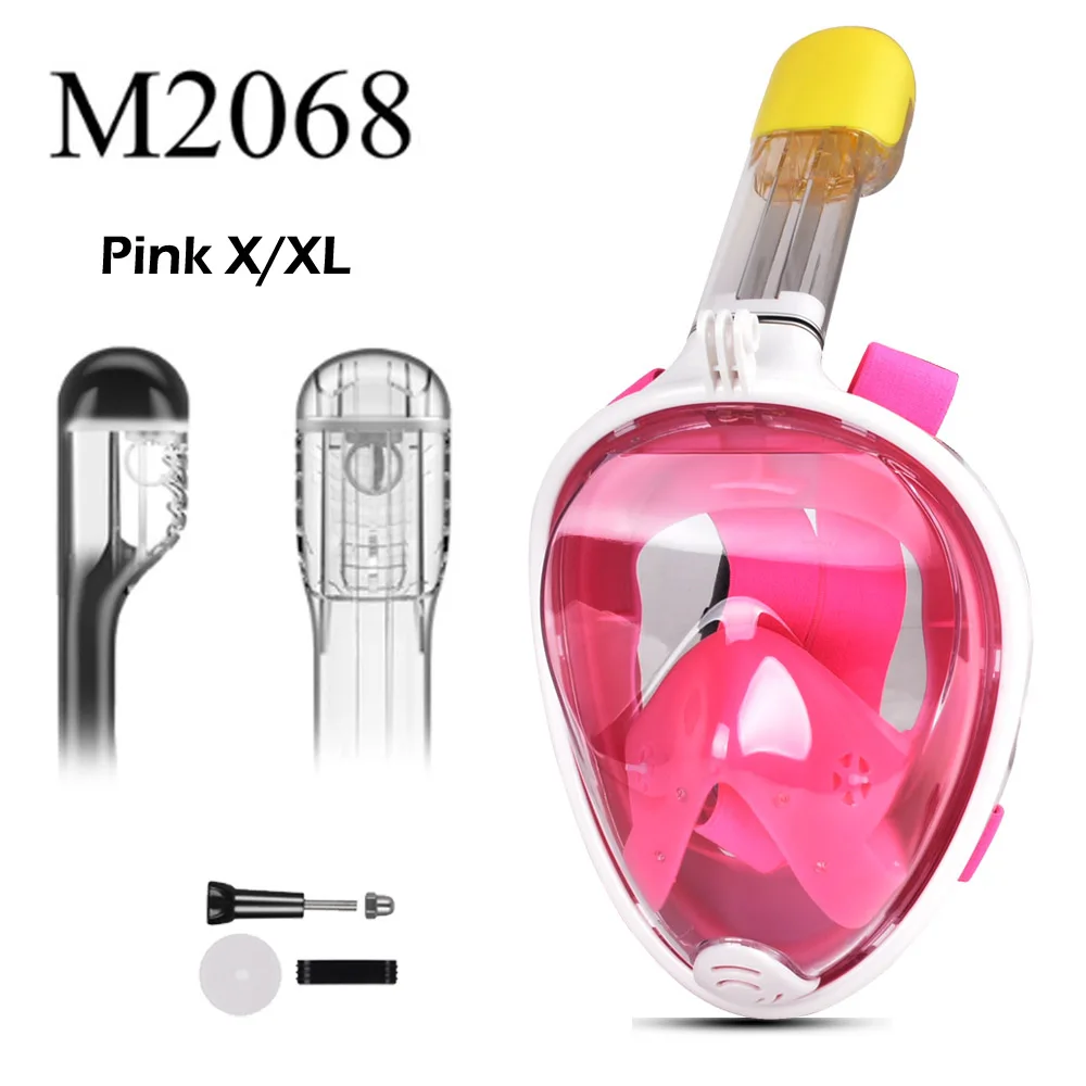 M2068 Pink L XL Анфас Маска для подводного плавания комплект маска для дайвинга подводного плавания Training Mergulho маска для подводного плавания для Gopro Камера - Цвет: M2068 Pink L XL