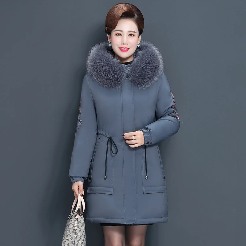 Для женщин осень и зима, Новое поступление, хлопковая XL-5XL старых и пальто для девочки; зимняя куртка хлопчатобумажное пальто утолщенный с длинным разрезом теплое хлопчатобумажное пальто