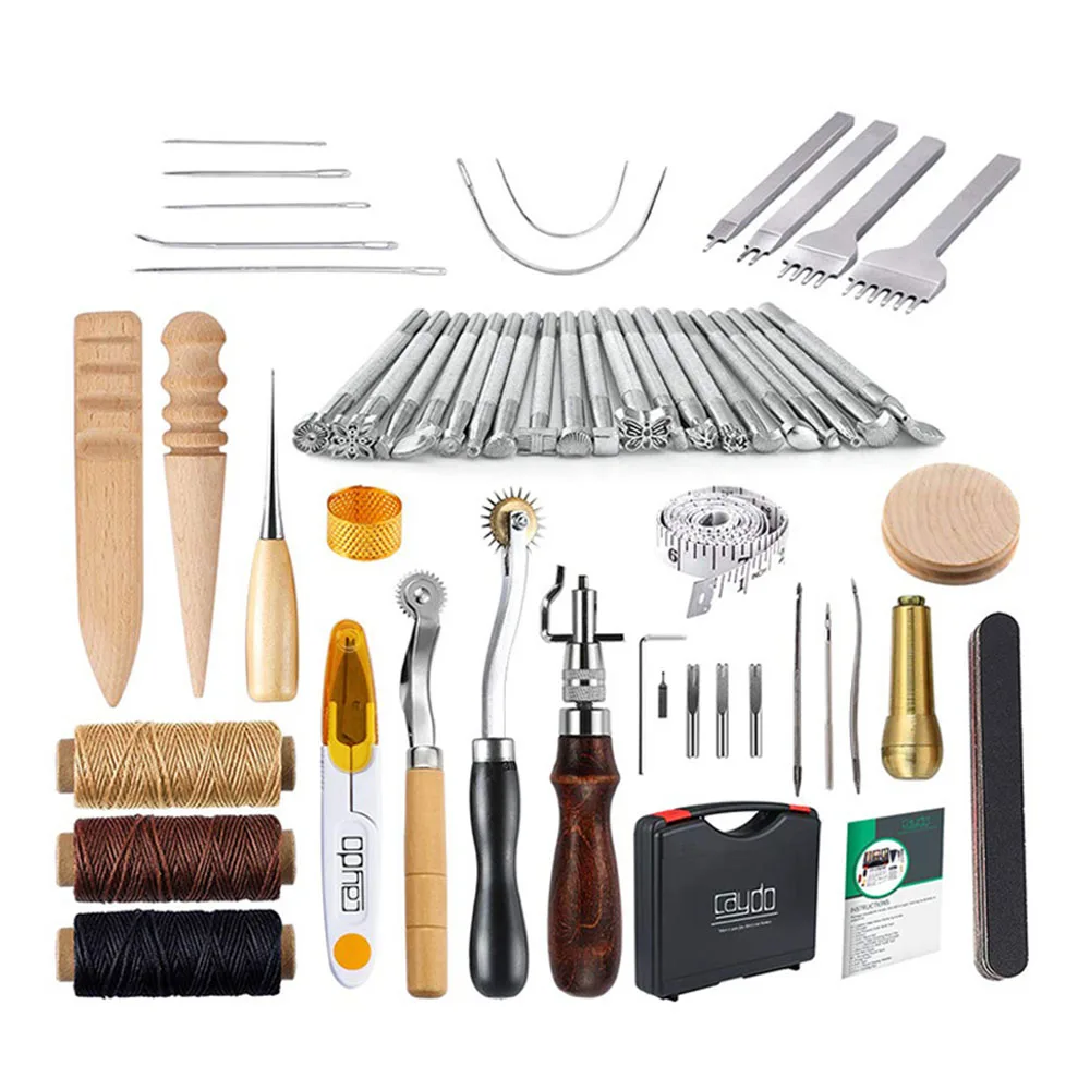 

59Pcs/Set Leather Craft Tools Kit Hand Sewing Stitching Punch Carving Work Saddle Leather craft Accessories
