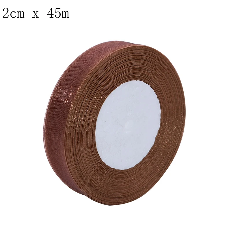 S02 Width 2cm 4 см/2 см x 45 м сплошной цвет органза тюль ленты рулон упаковки подарков DIY лента из органзы Вечерние рождественские ленты украшения - Color: S02 Width 2cm