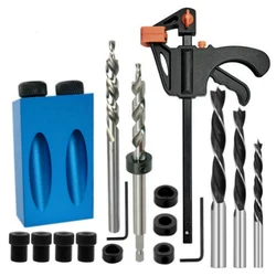 Woodworking Oblique Hole Locator Drill Guide Set Pocket Hole Jig Kit Drill Guide Set Puncher Locator with Hole Locator Fittings