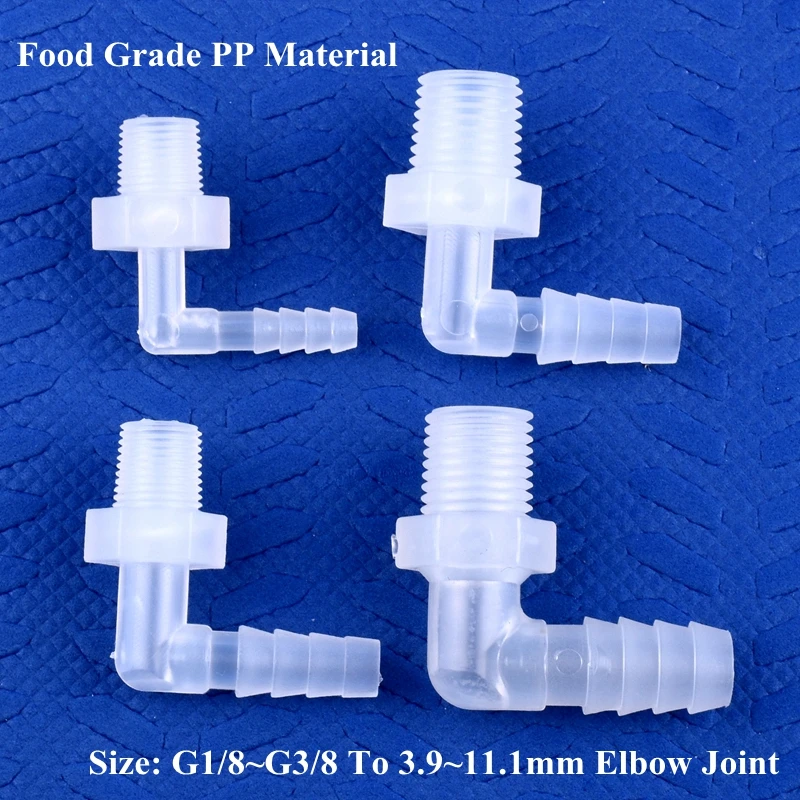 

5~200pcs G1/8~3/8 To 3.9-11.1mm Food Grade PP Pagoda Elbow Connector Aquarium Tank Air Pump Fittings Irrigation Water Hose Joint