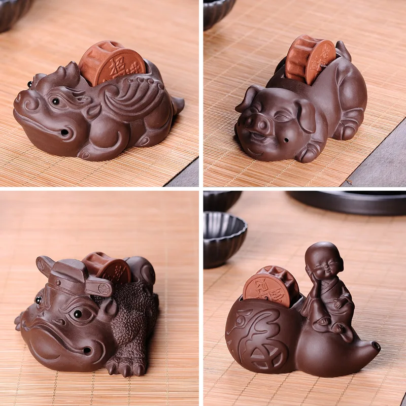 Clay Water Spouting Tea Ornaments Little Monk Golden Toad Pixiu Pigskin Set Kung Fu Pet Mini | Дом и - Цена: 1 701,88 руб.