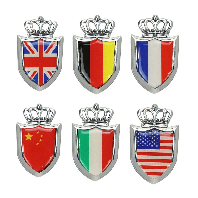 1 Stuks Royal Auto Sticker Auto Motorfietsen Voor Italië Engeland Duitse Frankrijk Rusland Japan Usa Vlag Logo Emblem Grille Badge decals