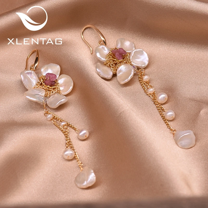 Xlentag натуральные пресноводные барочные жемчужины бриллиантовые длинные висячие