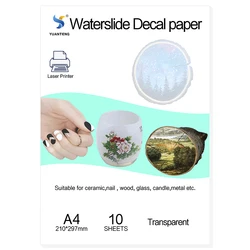 (10pcs/Bag) No Need Spray Waterslide Decal Paper Laser A4 Size Transparent Color Water Slide Decal Transfer Paper For Candle