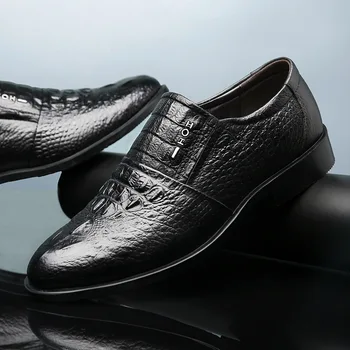 

luxury Brand Classic Man Pointed Toe Dress Shoes Mens Patent Leather Black Wedding Shoes Oxford Formal Shoes Big Size fashion