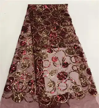 

Factory offer Nigerian wedding lace 2020latest African Sequince Lace tulle lace fabric High quality For long Dresses Red