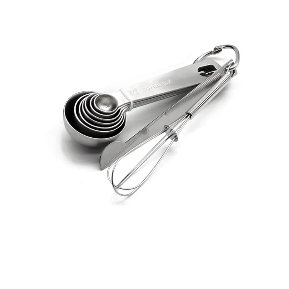 

9Pcs Practical Stainless Steel Round Measuring Spoons Kitchen Tablespoon for Measuring Salt Spice Sugar