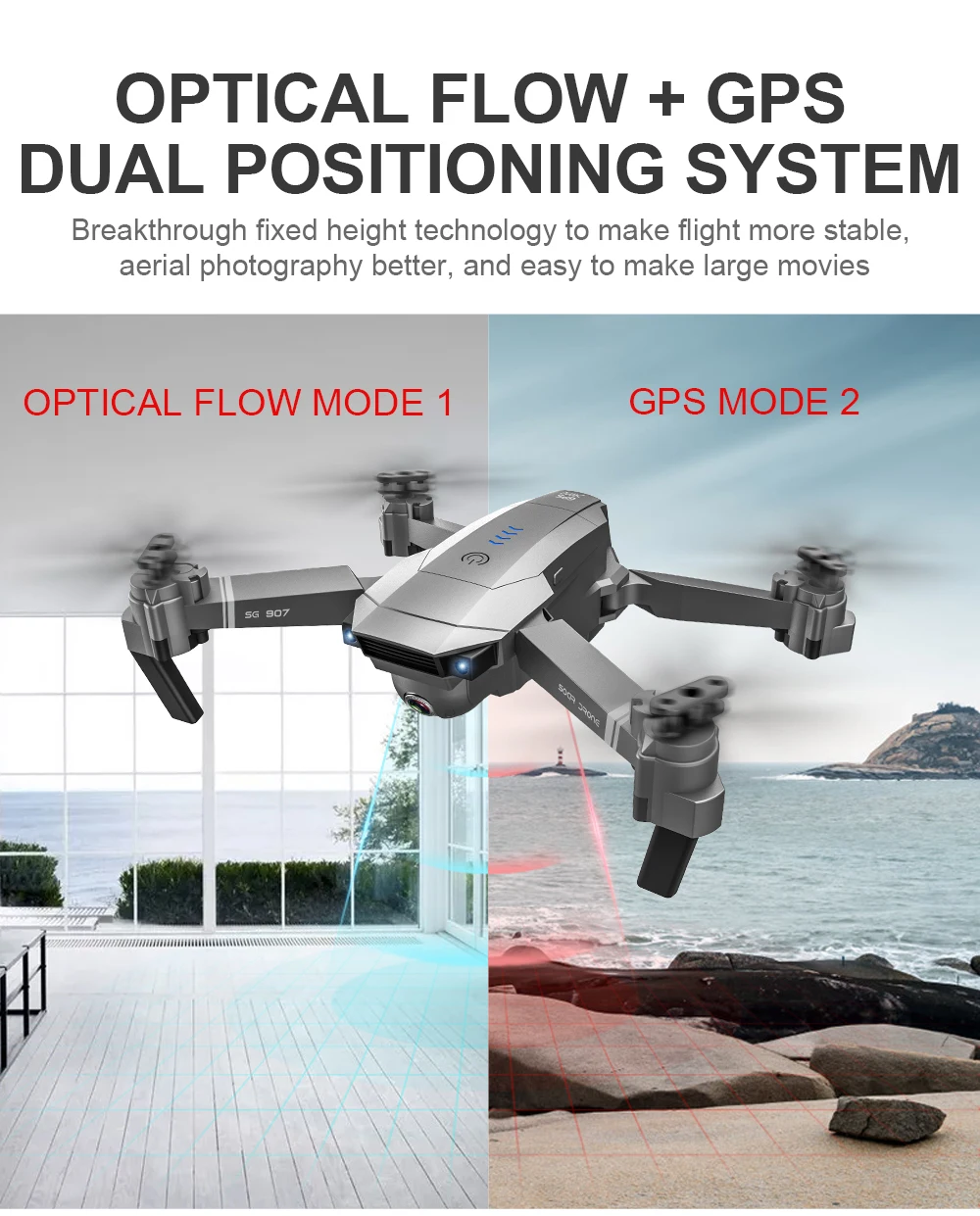  SG907 Drone 4k Camera X50 ZOOM Wide Anti-shake 5G WIFI FPV Gesture photo GPS Professional Dron RC H